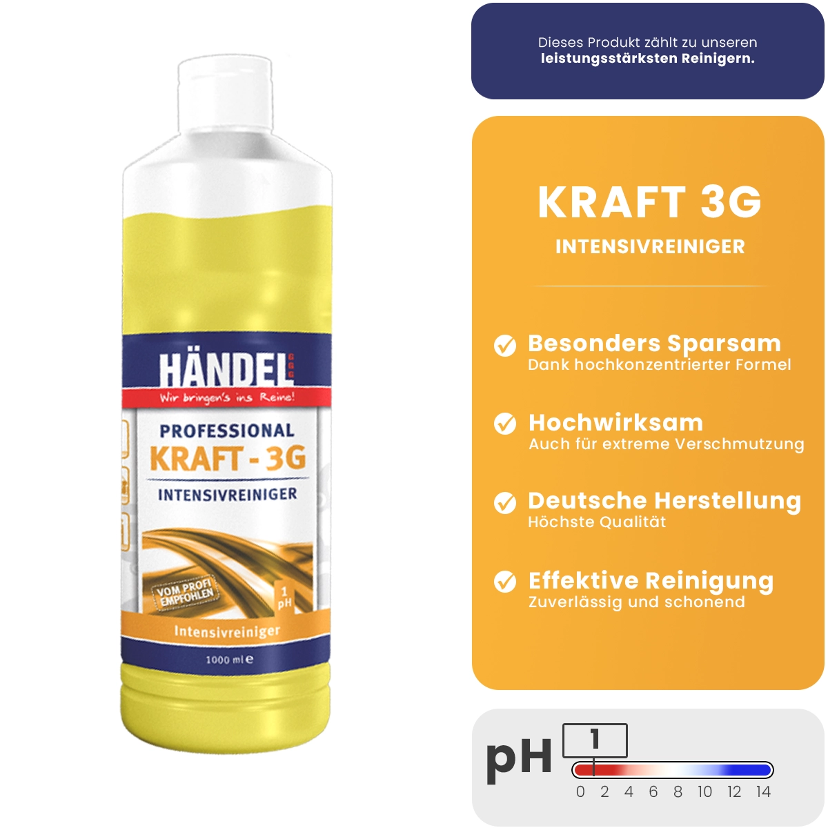 Kraft 3G - Intensivreiniger | 1L | Industriereiniger für Industriebetriebe, Werkstattböden, Großküchen und Gastronomien