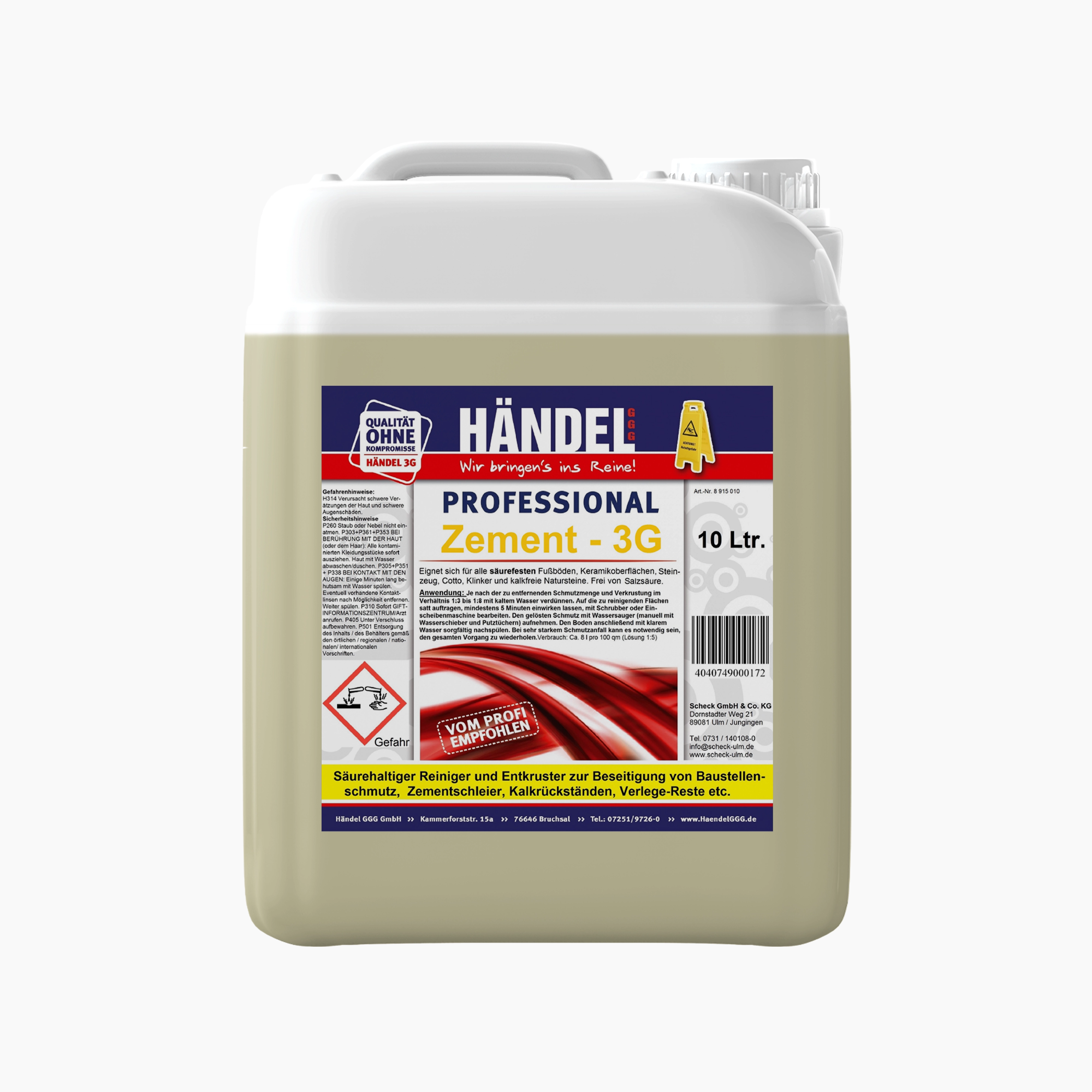 Zementschleierentferner 3G | 10 L | Reinigungsmittel gegen Zementschleier, Zementreste und vieles weitere