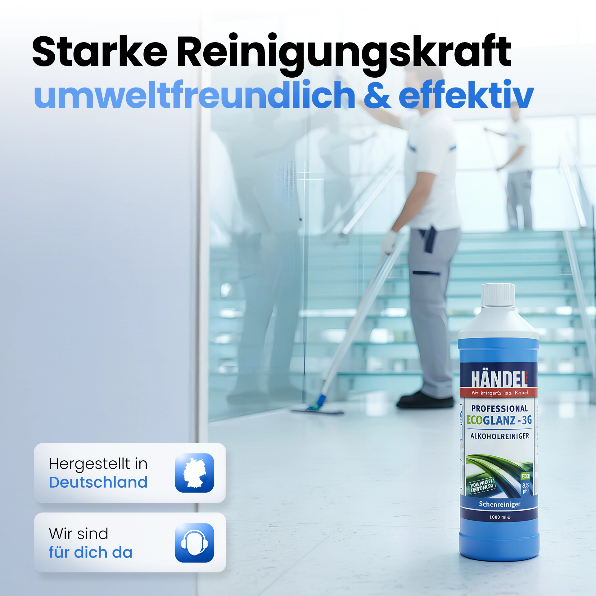 EcoGlanz 3G - Alkoholreiniger | 10 Liter | Für Flächen, Boden, Glas, Fenster | Biologisch sehr gut abbaubar