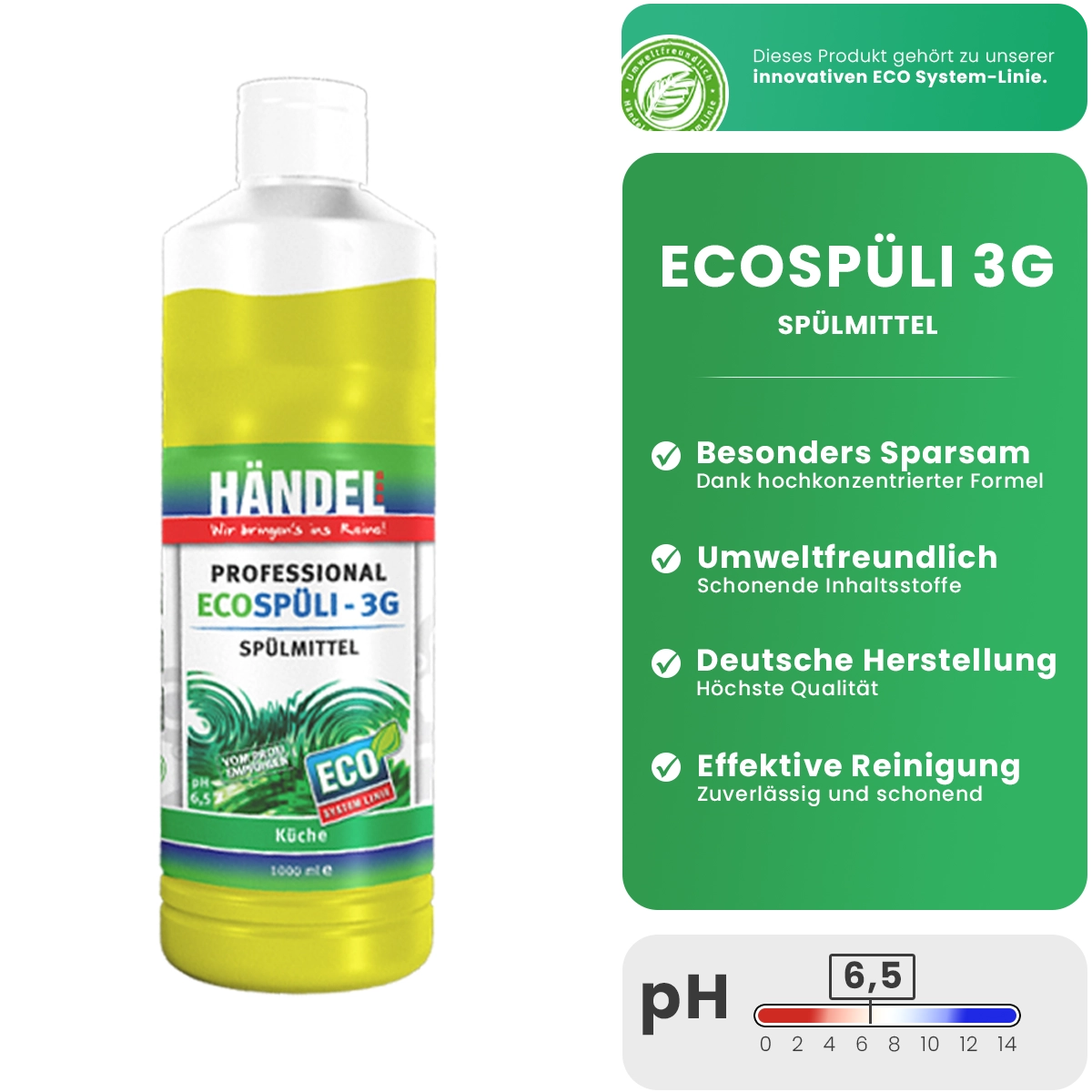EcoSpüli 3G -Spülmittel | 1L | Mit höchster Fettlösekraft | Geschirrspülmittel flüssig und umweltfreundlich